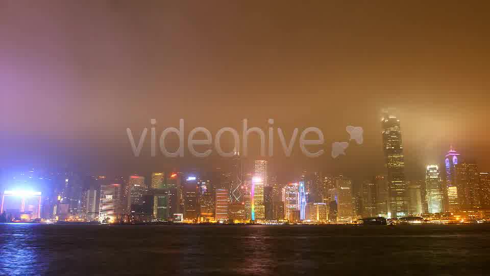 Night Panorama of Hong Kong Harbour in Time Lapse - Download Videohive 5926883