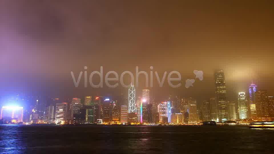 Night Panorama of Hong Kong Harbour in Time Lapse - Download Videohive 5926883