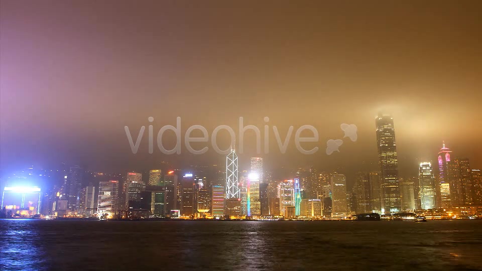 Night Panorama of Hong Kong Harbour in Time Lapse - Download Videohive 5926883