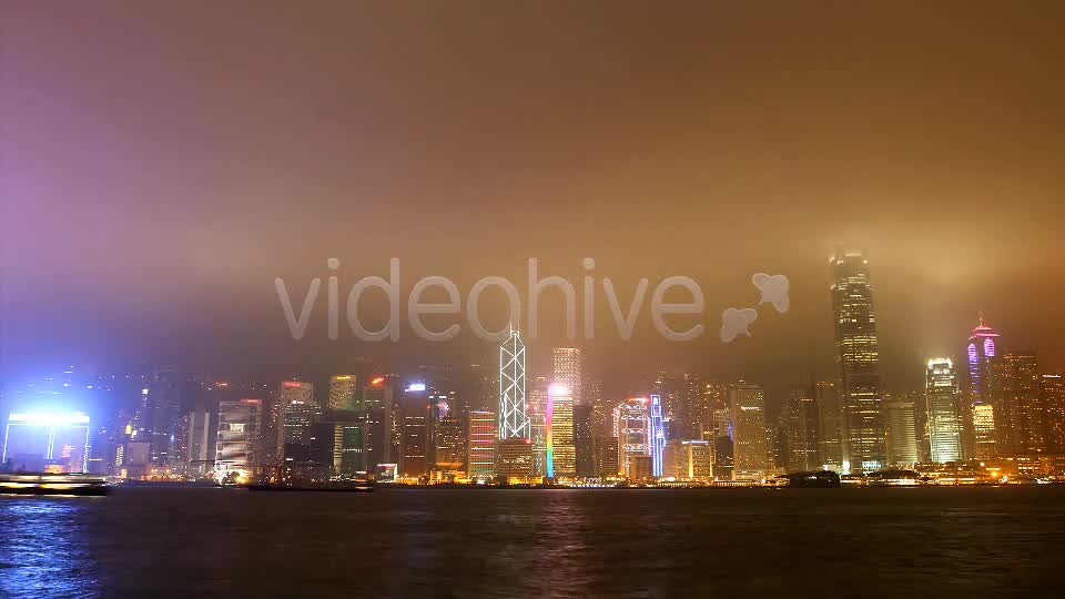 Night Panorama of Hong Kong Harbour in Time Lapse - Download Videohive 5926883