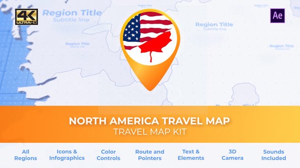 North America Map North America Travel Map - Videohive 30472683 Download