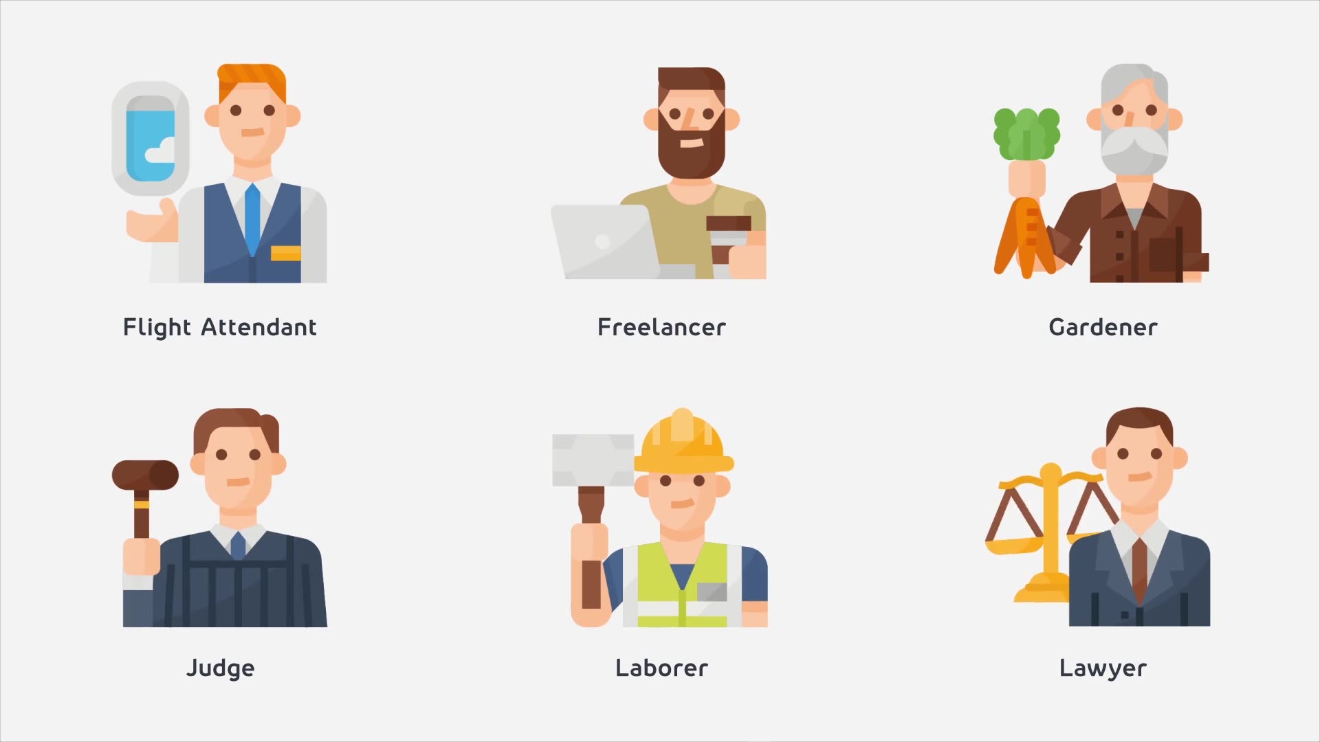 Occupations & Jobs Modern Flat Animated Icons Videohive 25388705 After Effects Image 2