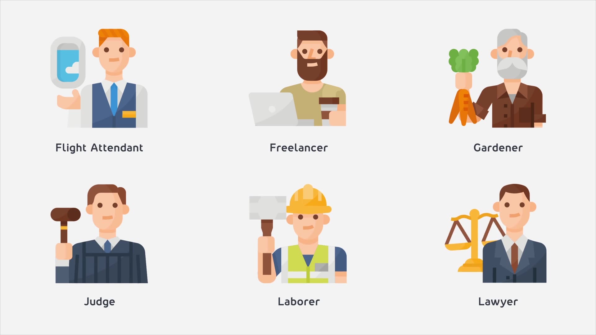 Occupations & Jobs Modern Flat Animated Icons Mogrt Videohive 27776698 Premiere Pro Image 2
