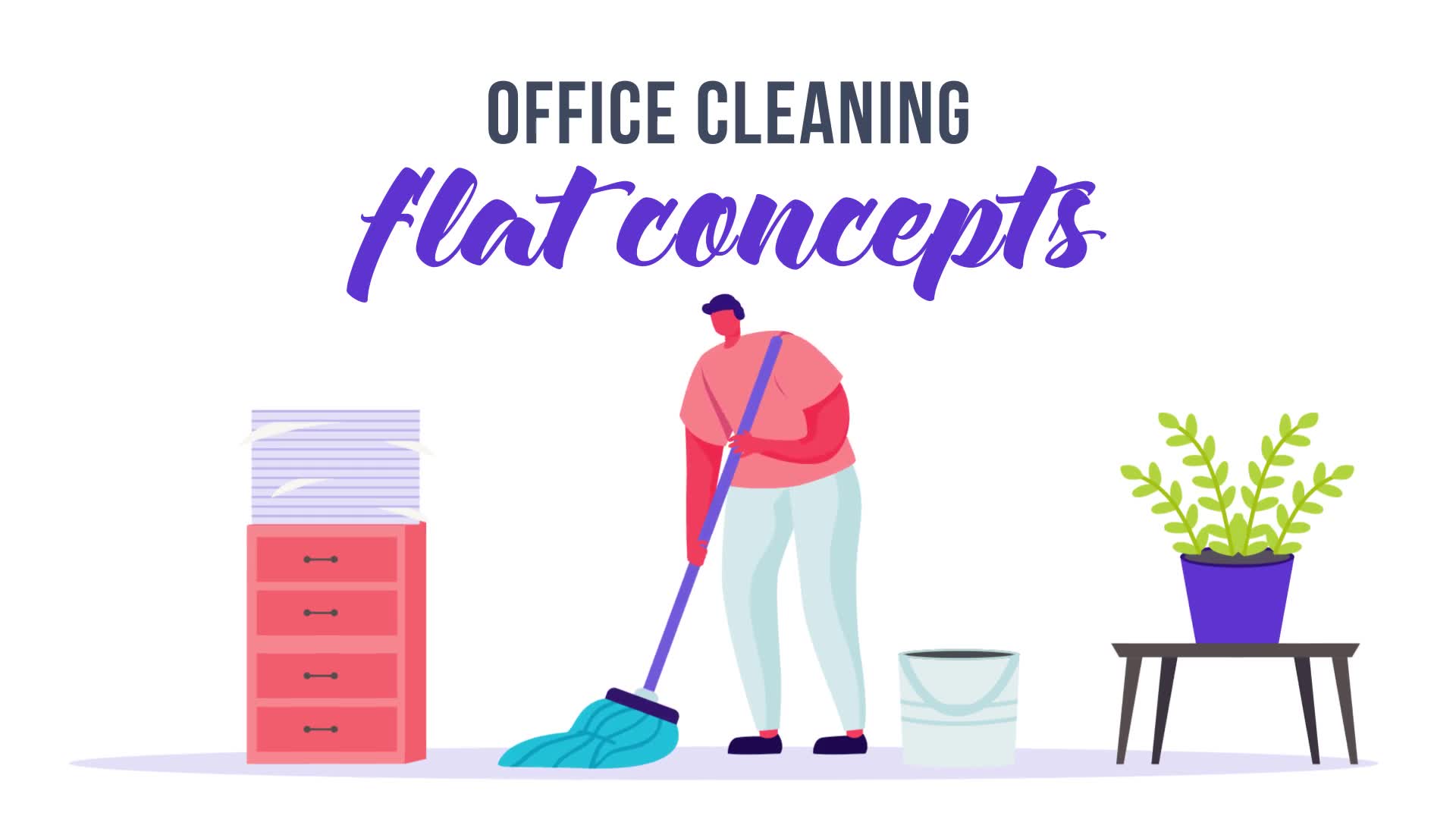 Office cleaning Flat Concept Videohive 33263979 After Effects Image 2