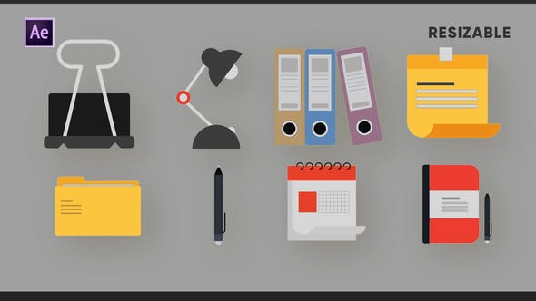 Office Elements Icons | 4K - Videohive Download 37949878