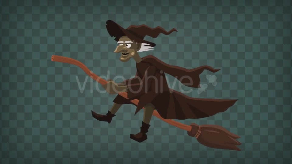 Old Witch Character On Broom - Download Videohive 20780479