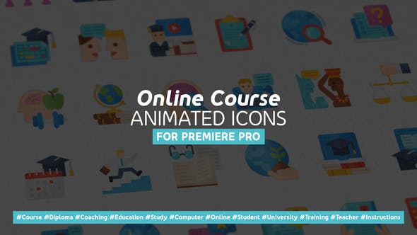 Online Course Modern Flat Animated Icons – Mogrt - 31064770 Videohive Download