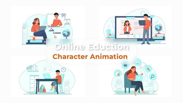 Online Education Character Animation Scene Pack - Videohive 37071274 Download