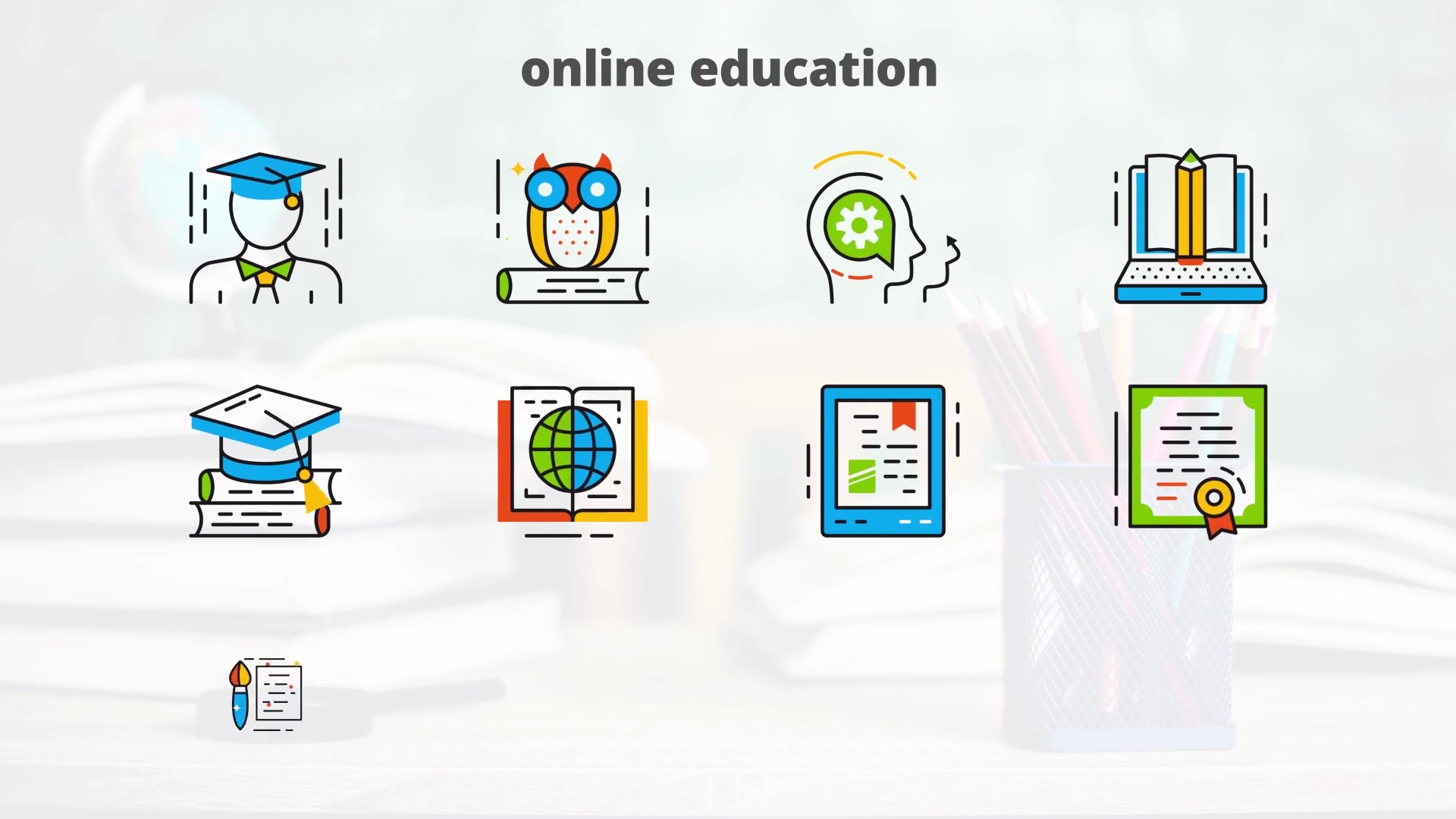 Online Education Flat Animated Icons Videohive 24429353 After Effects Image 6