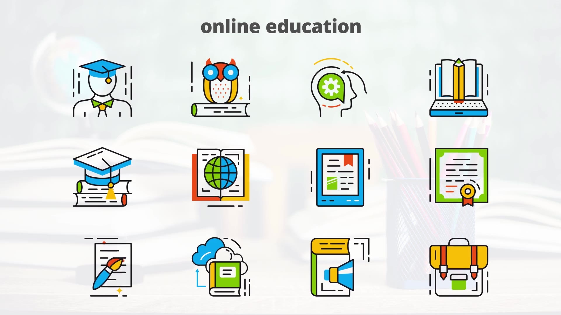 Online Education Flat Animated Icons Videohive 24429353 After Effects Image 7