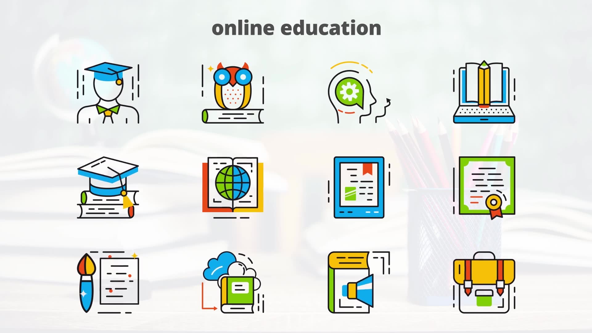 Online Education Flat Animated Icons Videohive 24429353 After Effects Image 8