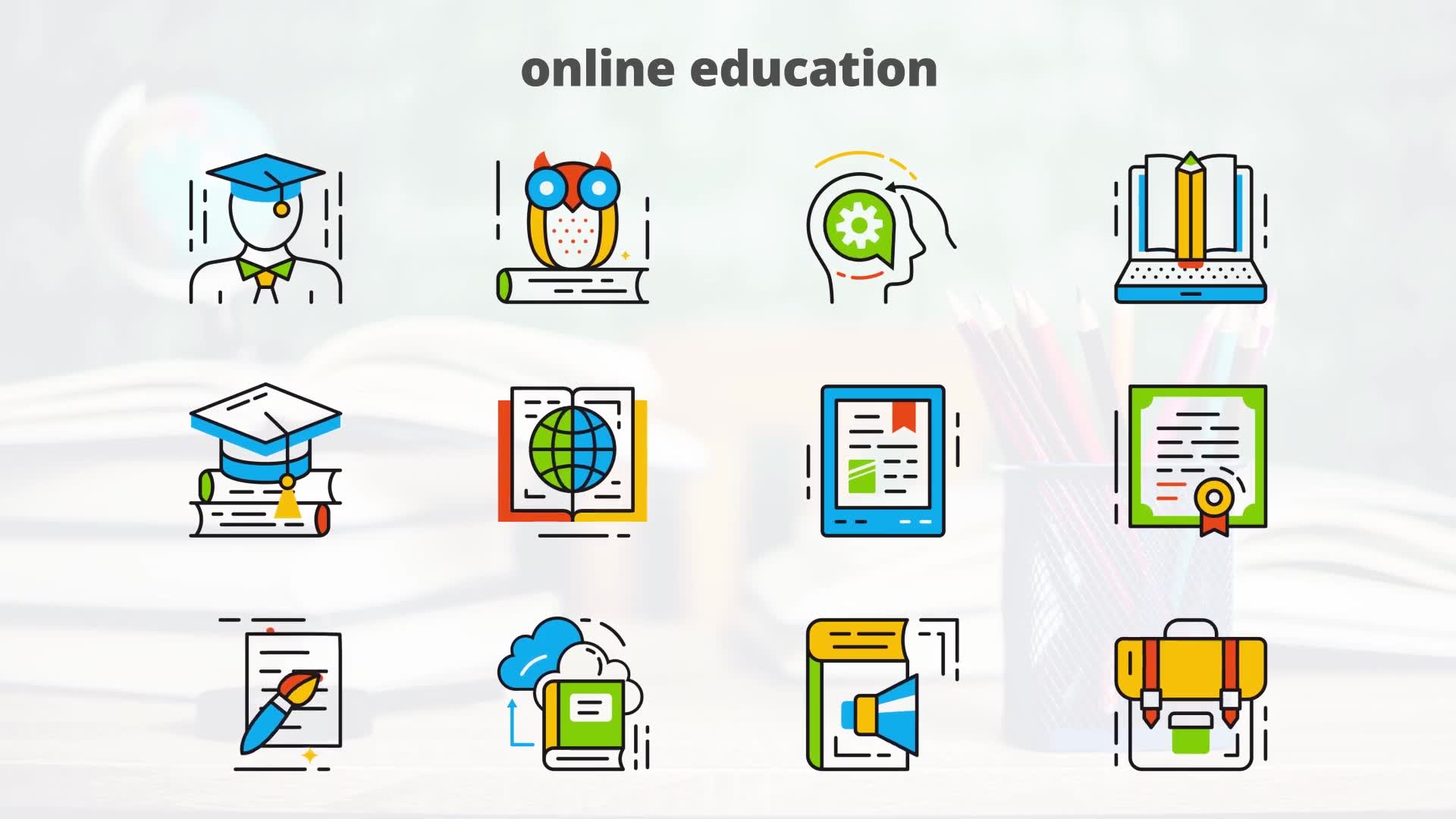 Online Education Flat Animated Icons Videohive 24429353 After Effects Image 9
