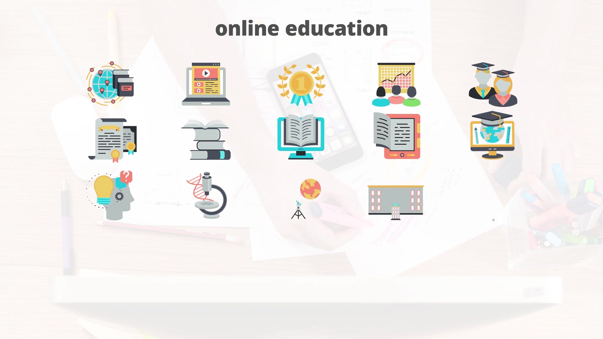 Online Education Flat Animation Icons - Download Videohive 23465974