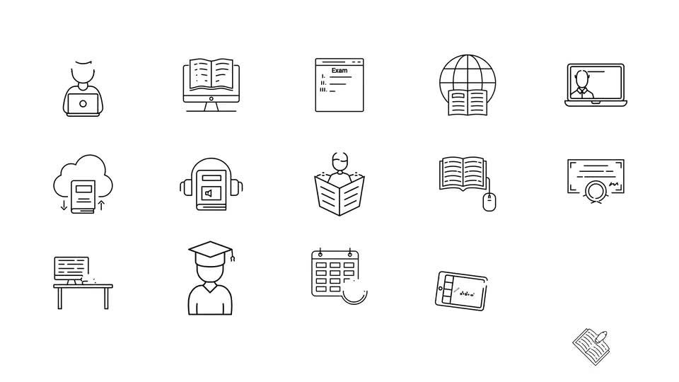 Online Learning Line Icons Videohive 34462842 After Effects Image 1