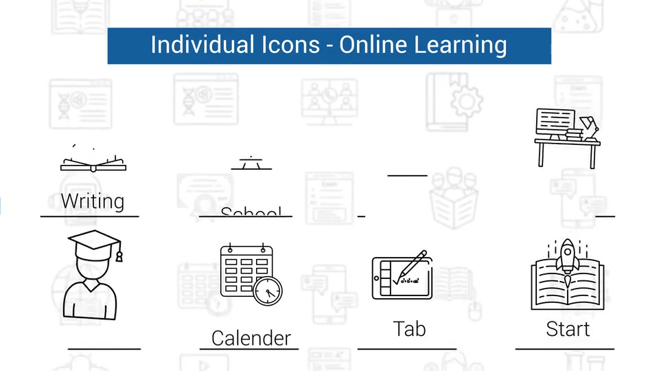 Online Learning Line Icons Videohive 34462842 After Effects Image 10