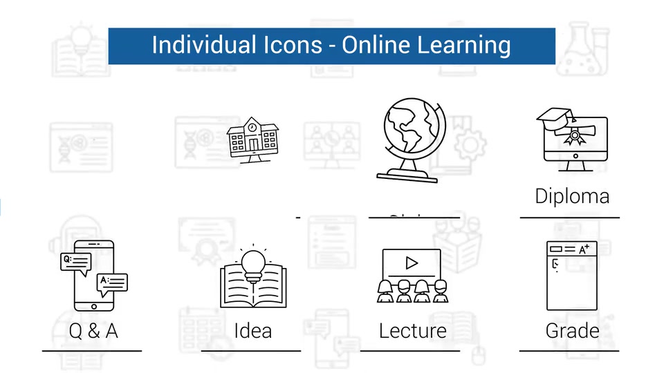 Online Learning Line Icons Videohive 34462842 After Effects Image 11