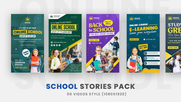 Online School Promo Promo Stories Pack - Videohive Download 36207232