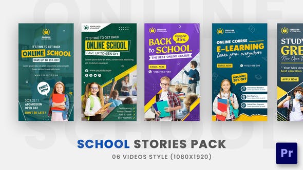 Online School Promo Stories Pack For Premiere Pro - Download Videohive 36595671