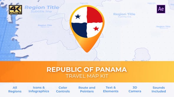 Panama Map Republic of Panama Travel Map - Videohive 30442407 Download