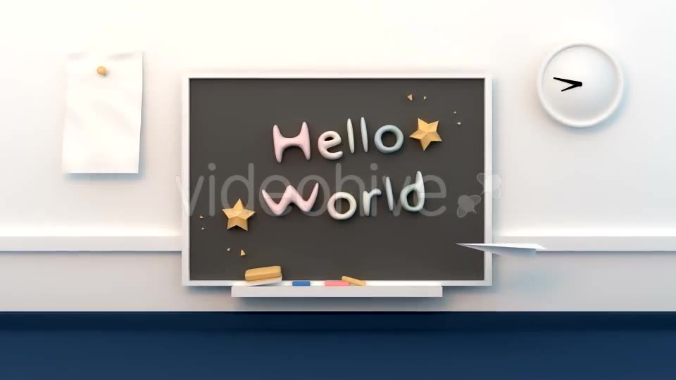 Paper Craft Flying In Front Of Chalk Board - Download Videohive 15490120