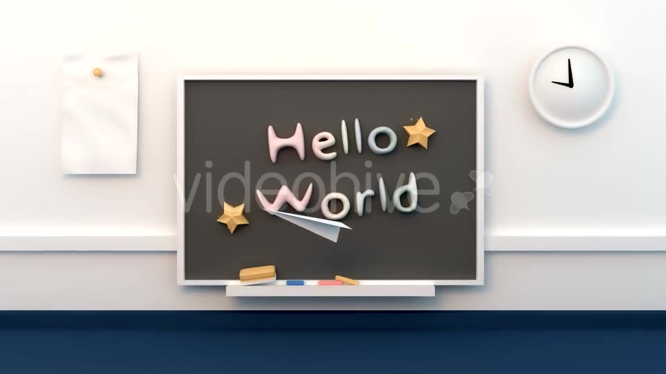 Paper Craft Flying In Front Of Chalk Board - Download Videohive 15490120