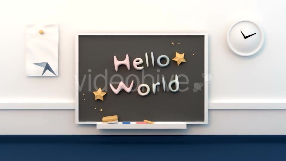 Paper Craft Flying In Front Of Chalk Board - Download Videohive 15490120