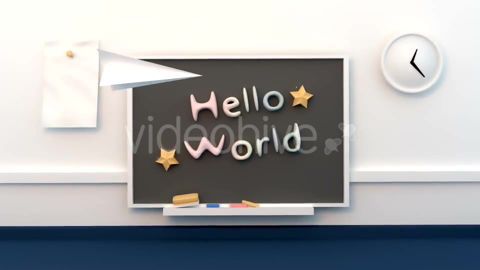 Paper Craft Flying In Front Of Chalk Board - Download Videohive 15490120