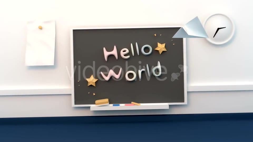 Paper Craft Flying In Front Of Chalk Board - Download Videohive 15490120