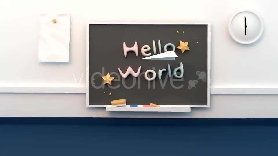 Paper Craft Flying In Front Of Chalk Board - Download Videohive 15490120