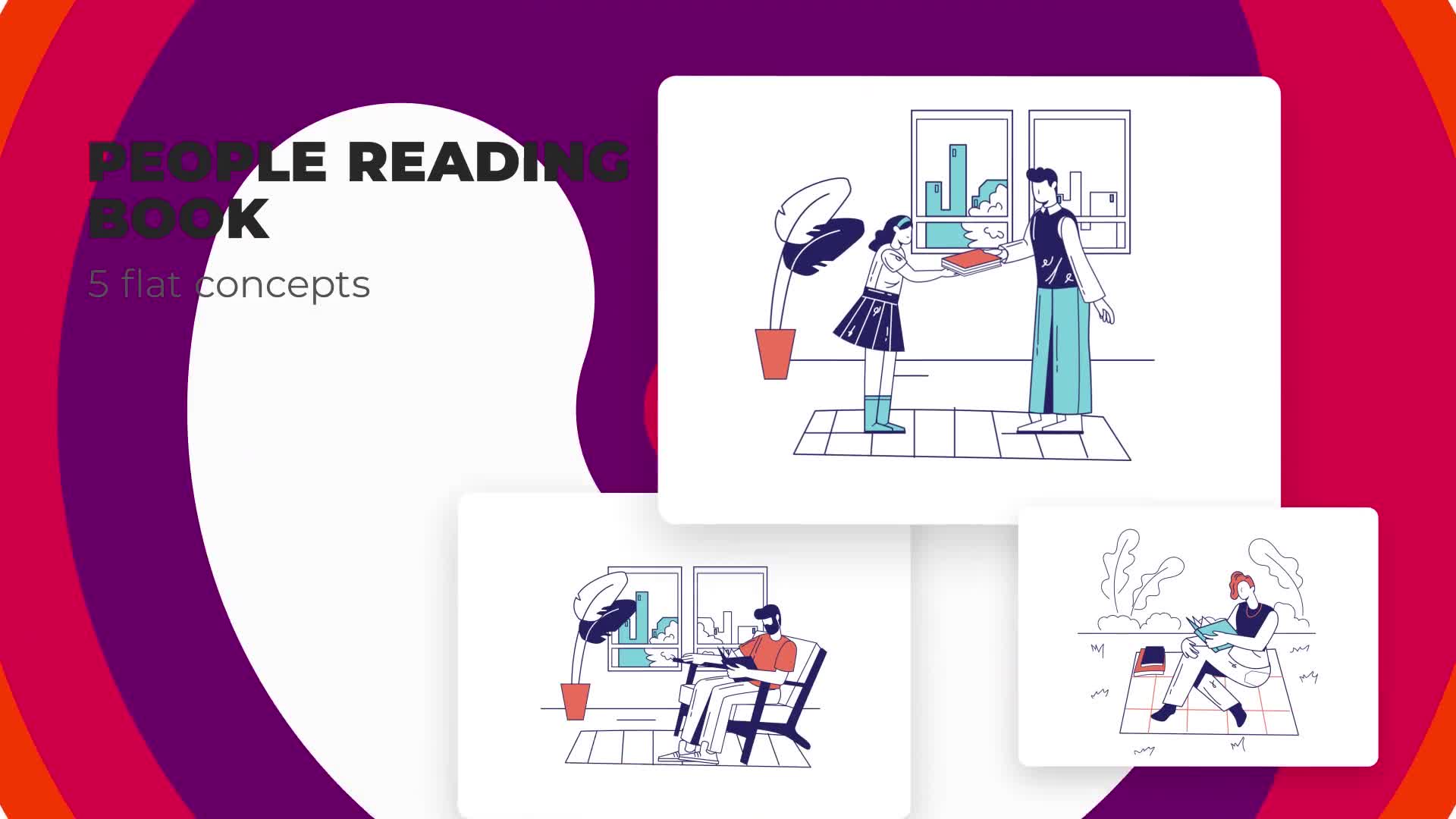 People reading book Flat concepts Videohive 39472997 After Effects Image 1