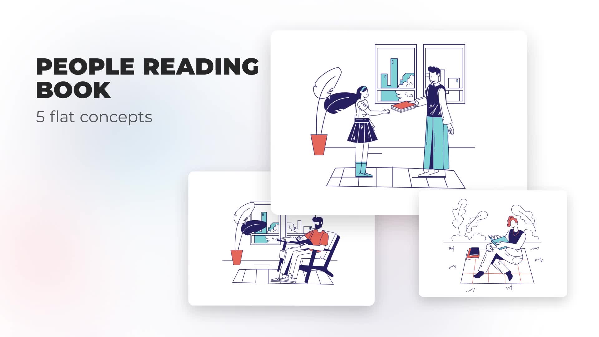People reading book Flat concepts Videohive 39472997 After Effects Image 2