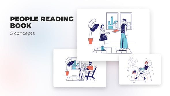 People reading book Flat concepts - 39472997 Download Videohive