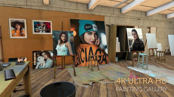Photos on canvas in an Artist studio - Download Videohive 29640718