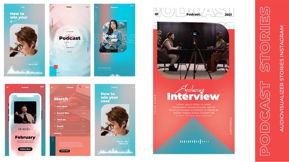 Podcast audiovisualizer insta stories - Videohive 31029310 Download