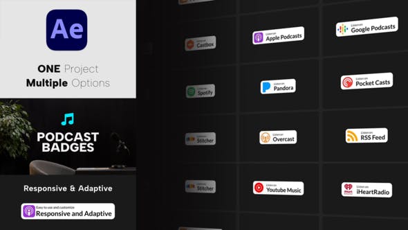 Podcast Badges for After Effects - 39146663 Download Videohive