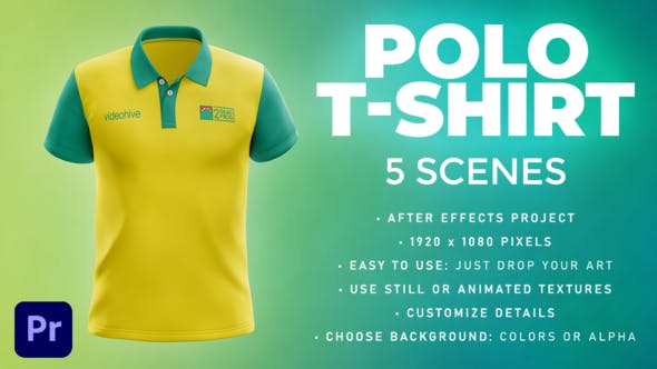 Polo T shirt 5 Scenes Mockup Template Animated Mockup PREMIERE - 33877905 Videohive Download