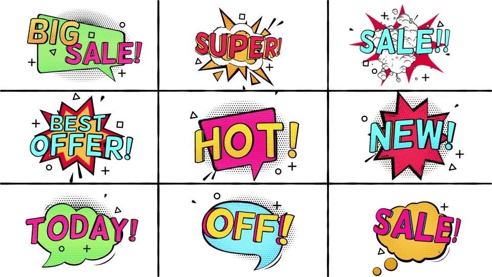 Pop Art Sale Stickers Videohive 26457504 After Effects Image 3