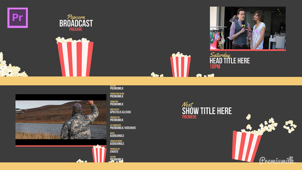 Popcorn Broadcast Package Essential Graphics | Mogrt - Download Videohive 21667680