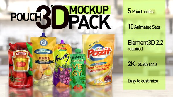 Pouch 3D Mockup Pack - Videohive 26406894 Download