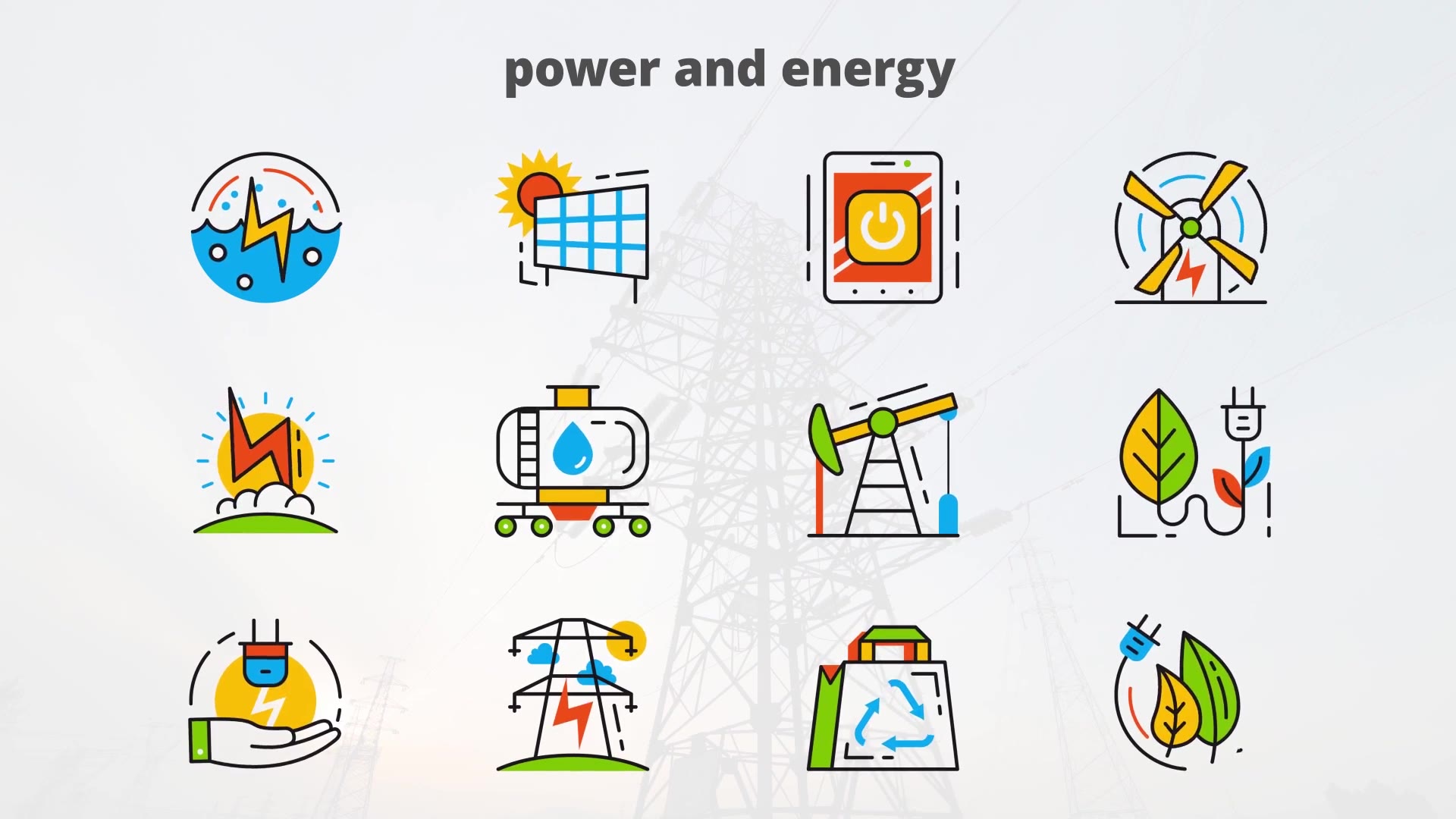 Power and Energy Flat Animated Icons Videohive 24429377 After Effects Image 7