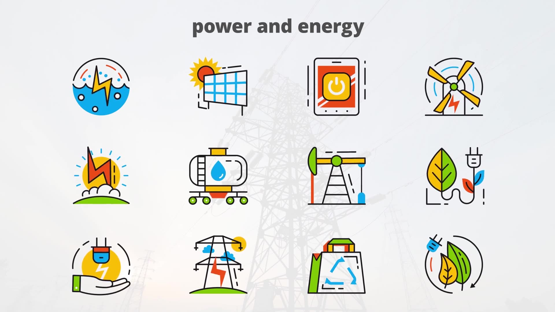 Power and Energy Flat Animated Icons Videohive 24429377 After Effects Image 8