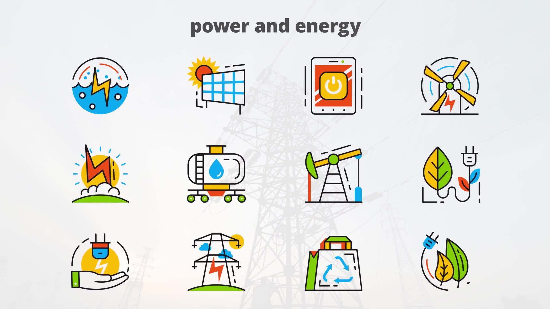 Power and Energy Flat Animated Icons Videohive 24429377 After Effects Image 9