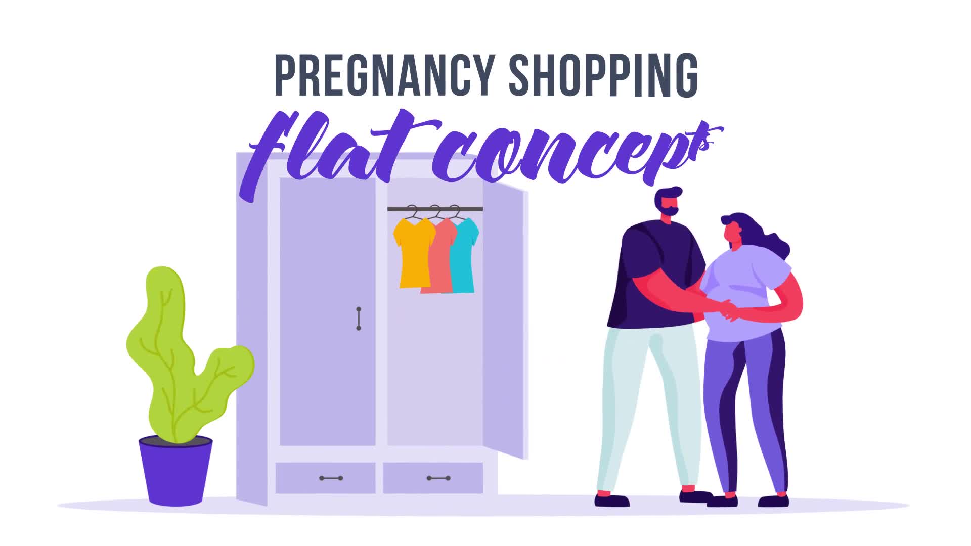 Pregnancy shopping Flat Concept Videohive 33175777 After Effects Image 1
