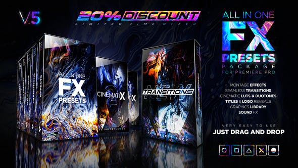 Presets Pack for Premiere Pro: Effects, Transitions, Titles, LUTS, Duotones, Sounds - 24028073 Download Videohive