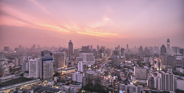 Purple Sunset Over Hazy City Timelapse HDR  - Download Videohive 3209666