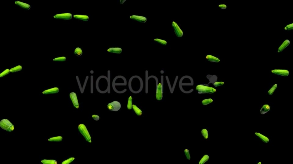 Rain of Long Zucchini on Black Background - Download Videohive 19471181