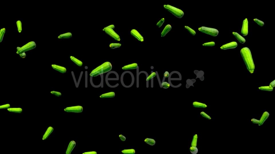 Rain of Long Zucchini on Black Background - Download Videohive 19471181