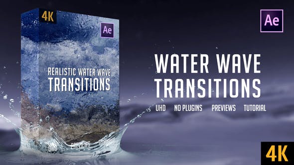 Realistic Water Wave Transitions | 4K - Videohive Download 25459202