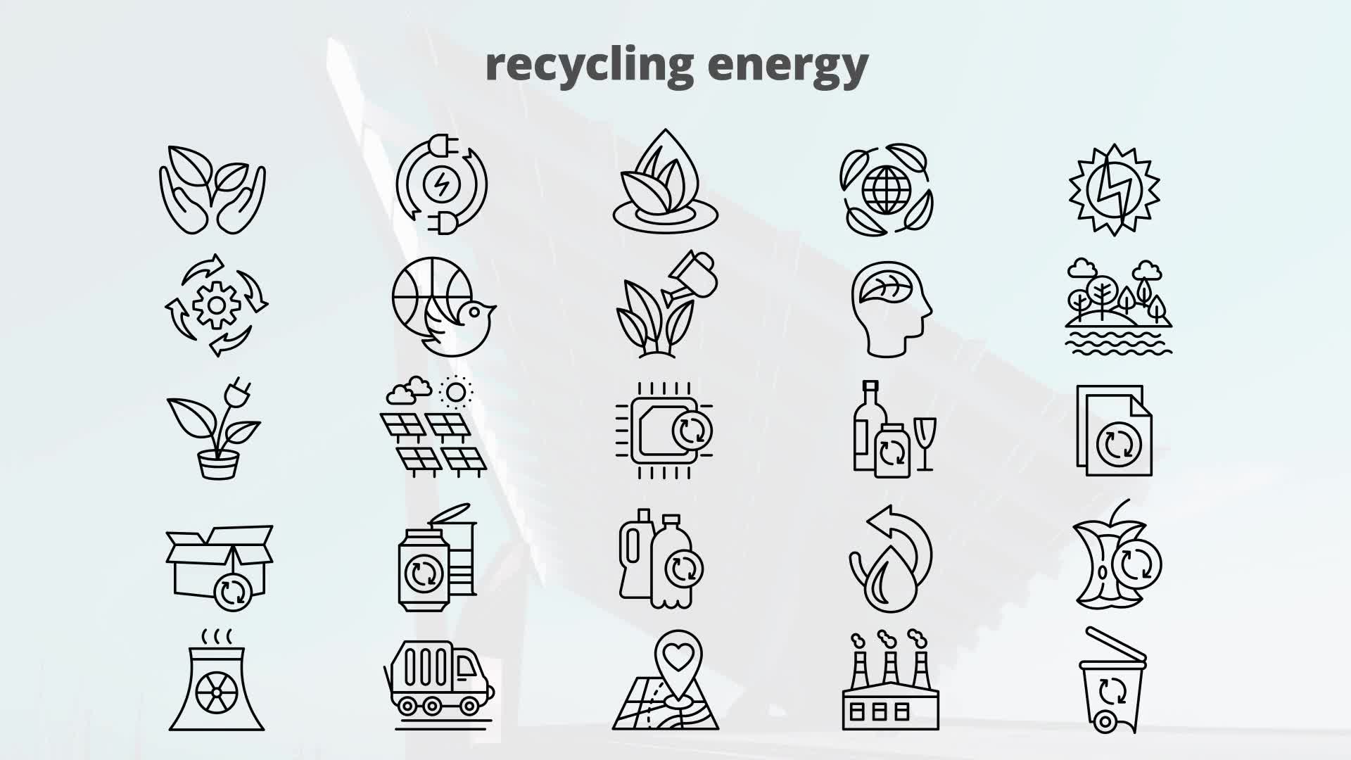 Recycling Energy – Thin Line Icons Videohive 23595963 After Effects Image 10