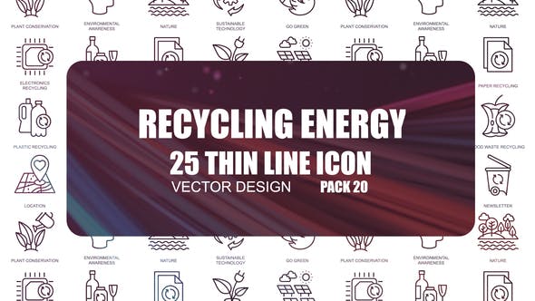 Recycling Energy – Thin Line Icons - 23595963 Download Videohive